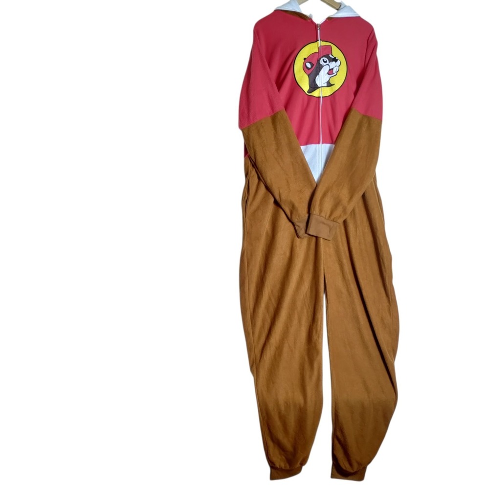 Buc-ees Beaver Union Suit Mascot Costume Pajamas Hooded Size L/XL Fleece New